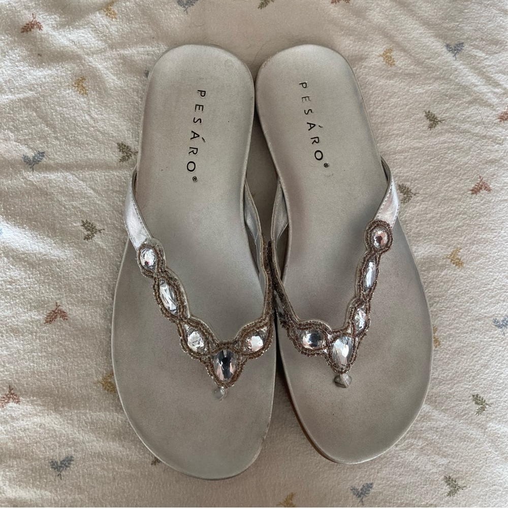 Pesaro Silver sandals with rhinestones